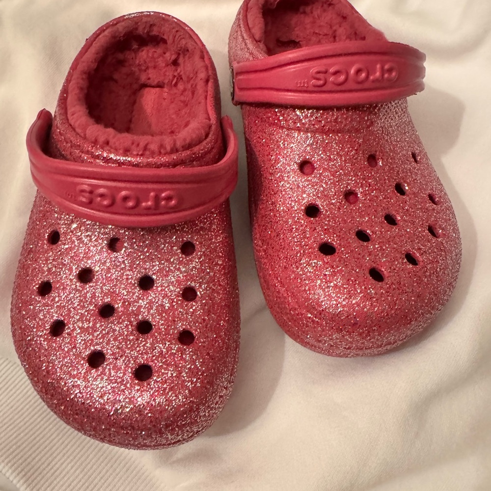 CROCS Kids Sparkly Pink Slippers